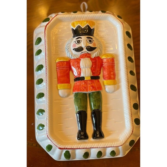 Set Of 3 Vintage Christmas Ceramic Hanging Molds, Santa Claus, Nutcracker, Tree - Picture 12 of 13